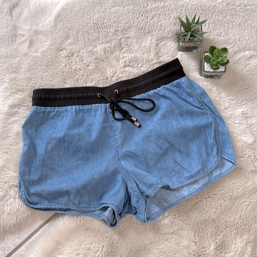 Forever 21 Shorts Pull On Drawstring Blue Black Small